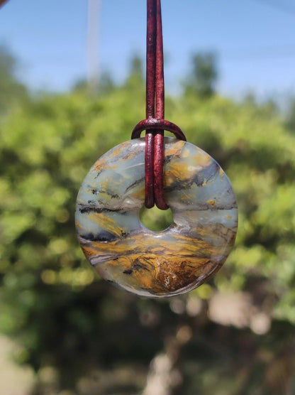 Opal Andenopal blau ~ Edelstein Kette HIPPIE GOA Boho Ethno Nature Donut Schutzsymbol Heilstein Chakra Sammler Mineral Rarität Mann Frau - Art of Nature Berlin