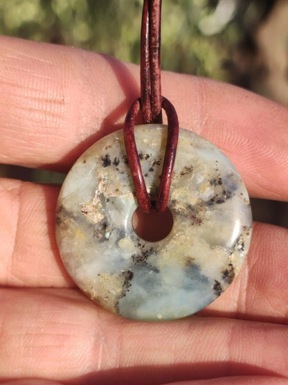 Opal Andenopal blau ~ Edelstein Kette HIPPIE GOA Boho Ethno Nature Donut Schutzsymbol Heilstein Chakra Sammler Mineral Rarität Mann Frau - Art of Nature Berlin