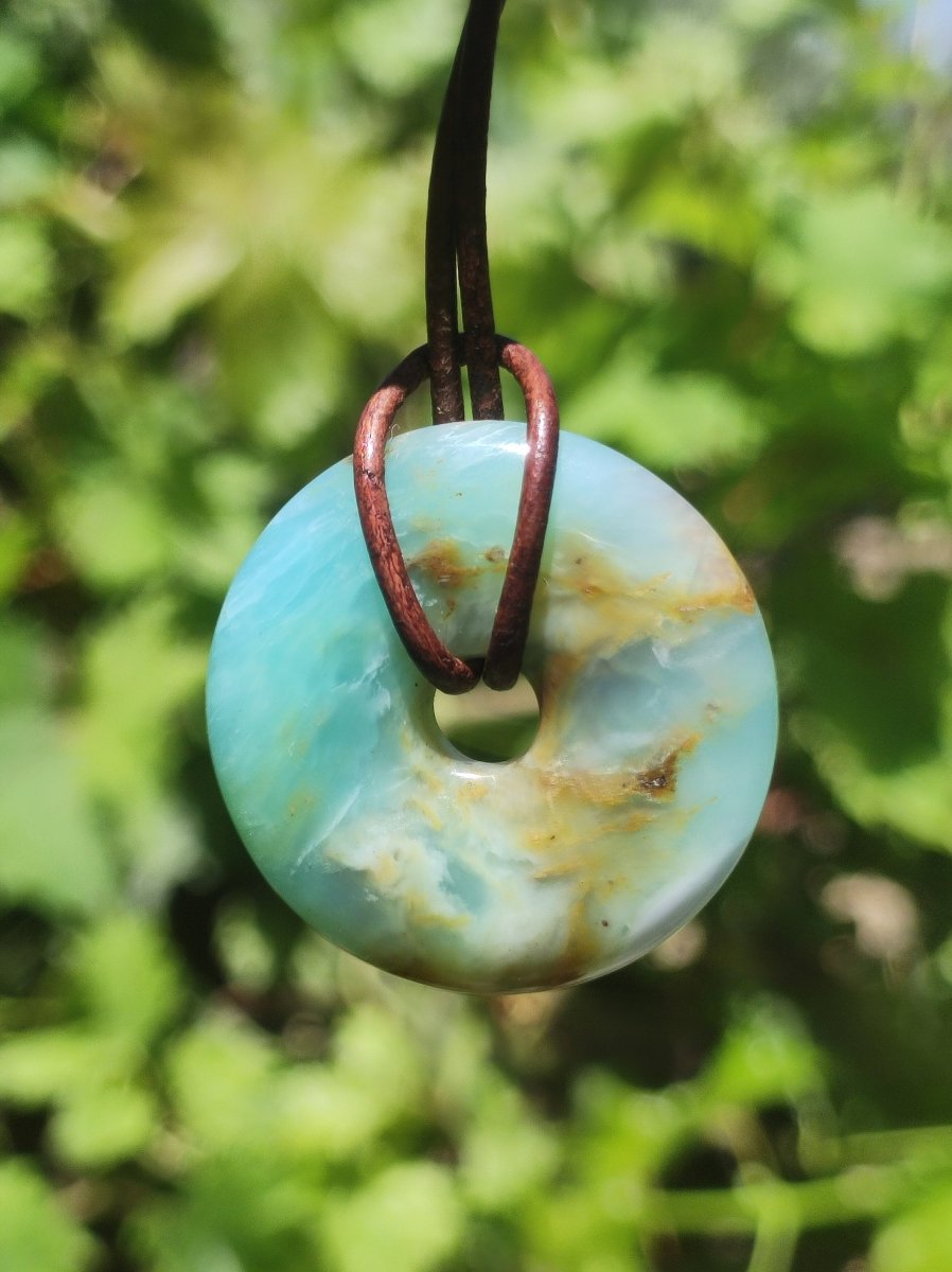 Opal Andenopal blau ~ Edelstein Kette HIPPIE GOA Boho Ethno Nature Donut Schutzsymbol Heilstein Chakra Sammler Mineral Rarität Mann Frau - Art of Nature Berlin