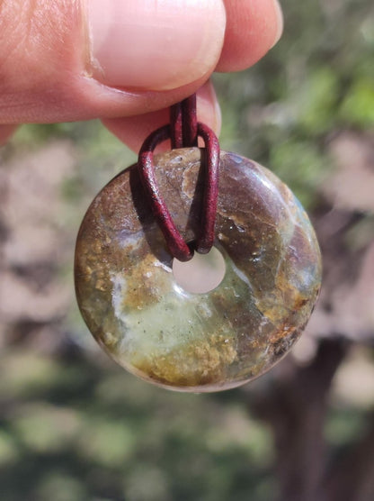 Opal Andenopal blau ~ Edelstein Kette HIPPIE GOA Boho Ethno Nature Donut Schutzsymbol Heilstein Chakra Sammler Mineral Rarität Mann Frau - Art of Nature Berlin