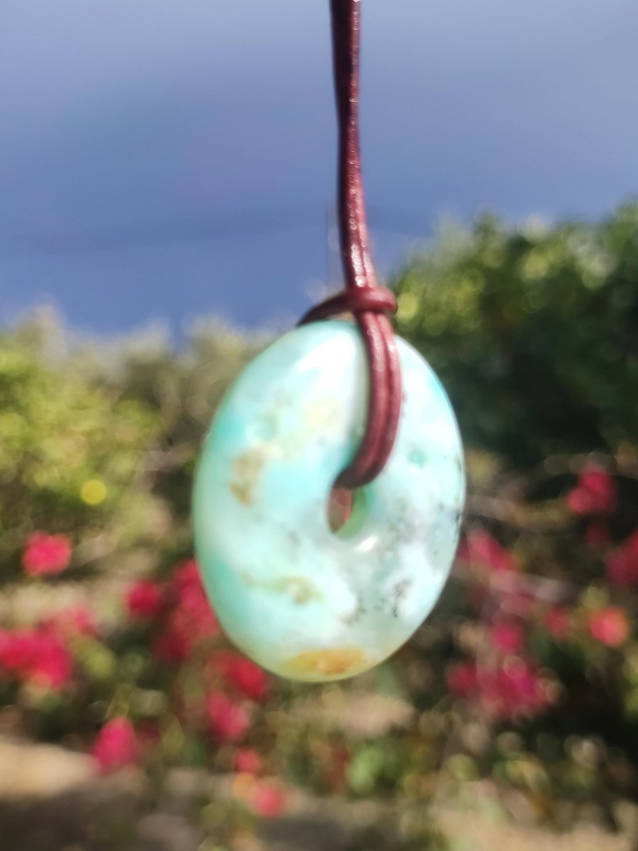 Opal Andenopal blau ~ Edelstein Kette HIPPIE GOA Boho Ethno Nature Donut Schutzsymbol Heilstein Chakra Sammler Mineral Rarität Mann Frau - Art of Nature Berlin