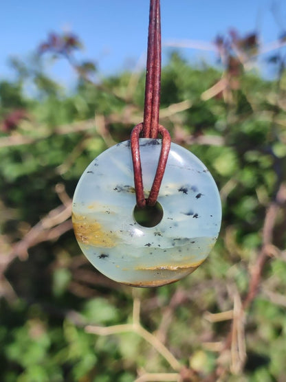 Opal Andenopal blau ~ Edelstein Kette HIPPIE GOA Boho Ethno Nature Donut Schutzsymbol Heilstein Chakra Sammler Mineral Rarität Mann Frau - Art of Nature Berlin