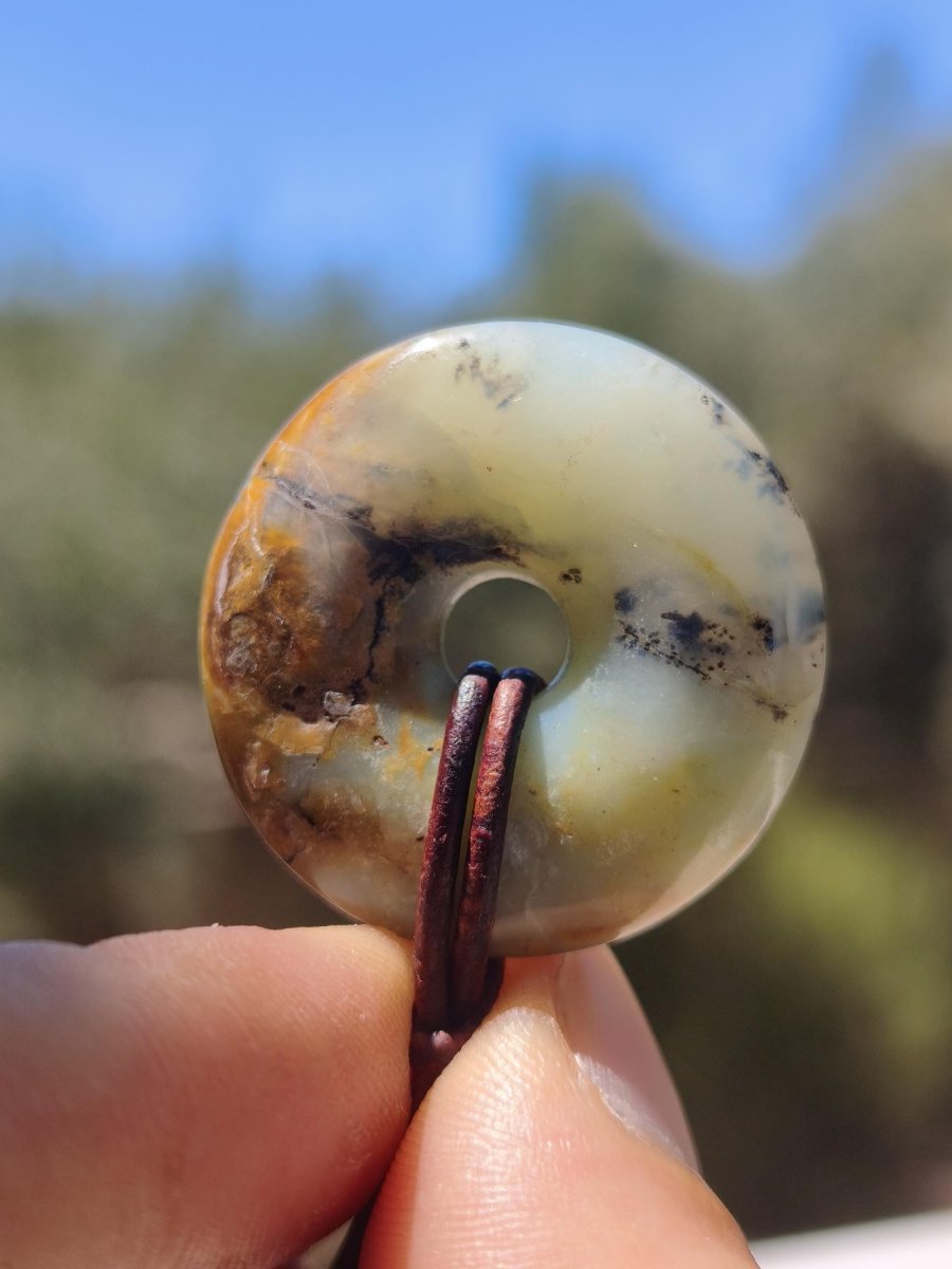 Opal Andenopal blau ~ Edelstein Kette HIPPIE GOA Boho Ethno Nature Donut Schutzsymbol Heilstein Matrix Sammler Mineral Rarität Mann Frau - Art of Nature Berlin
