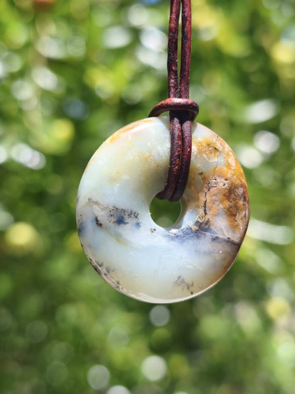 Opal Andenopal blau ~ Edelstein Kette HIPPIE GOA Boho Ethno Nature Donut Schutzsymbol Heilstein Matrix Sammler Mineral Rarität Mann Frau - Art of Nature Berlin