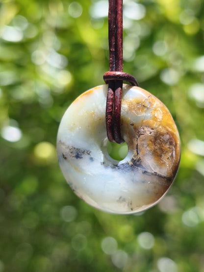 Opal Andenopal blau ~ Edelstein Kette HIPPIE GOA Boho Ethno Nature Donut Schutzsymbol Heilstein Matrix Sammler Mineral Rarität Mann Frau - Art of Nature Berlin