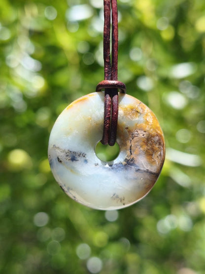 Opal Andenopal blau ~ Edelstein Kette HIPPIE GOA Boho Ethno Nature Donut Schutzsymbol Heilstein Matrix Sammler Mineral Rarität Mann Frau - Art of Nature Berlin