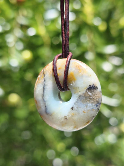 Opal Andenopal blau ~ Edelstein Kette HIPPIE GOA Boho Ethno Nature Donut Schutzsymbol Heilstein Matrix Sammler Mineral Rarität Mann Frau - Art of Nature Berlin