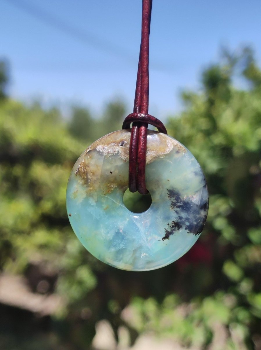 Opal Andenopal blau ~ Edelstein Kette HIPPIE GOA Boho Ethno Nature Donut Schutzsymbol Heilstein Matrix Sammler Mineral Rarität Mann Frau - Art of Nature Berlin