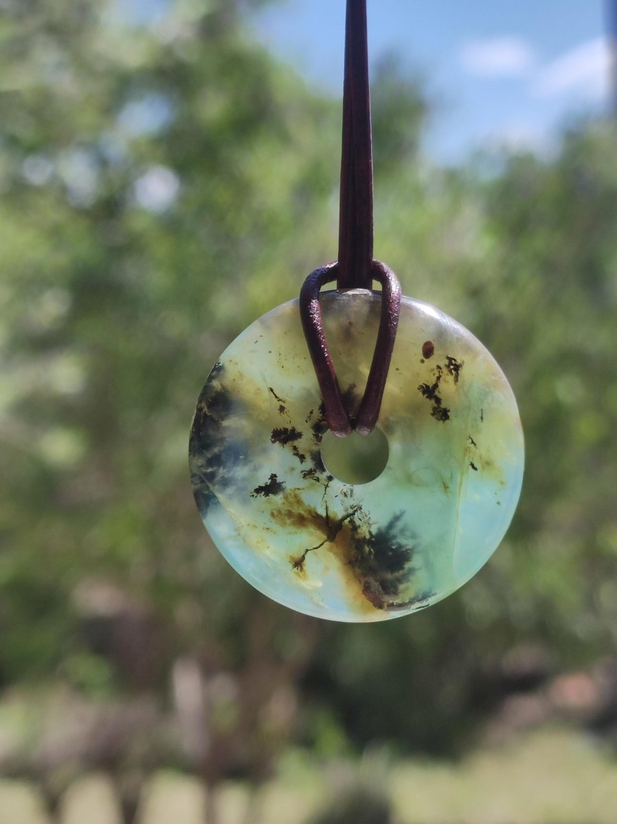 Opal Andenopal blau ~ Edelstein Kette HIPPIE GOA Boho Ethno Nature Donut Schutzsymbol Heilstein Matrix Sammler Mineral Rarität Mann Frau - Art of Nature Berlin