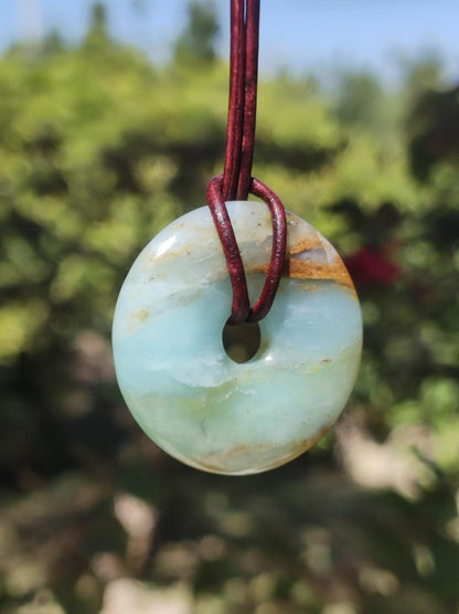 Opal Andenopal blau ~ Edelstein Kette HIPPIE GOA Boho Ethno Nature Donut Schutzsymbol Heilstein Matrix Sammler Mineral Rarität Mann Frau - Art of Nature Berlin