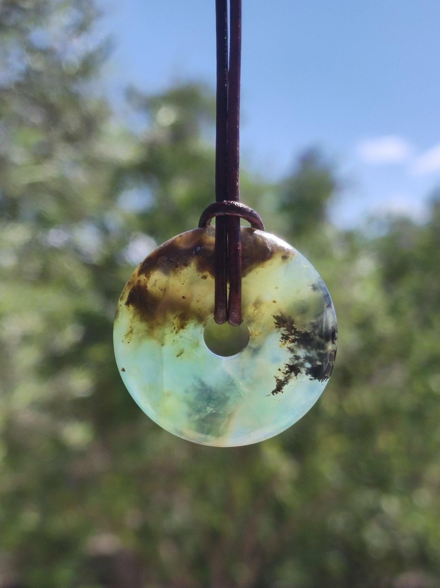 Opal Andenopal blau ~ Edelstein Kette HIPPIE GOA Boho Ethno Nature Donut Schutzsymbol Heilstein Matrix Sammler Mineral Rarität Mann Frau - Art of Nature Berlin