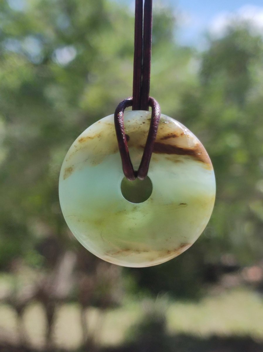 Opal Andenopal blau ~ Edelstein Kette HIPPIE GOA Boho Ethno Nature Donut Schutzsymbol Heilstein Matrix Sammler Mineral Rarität Mann Frau - Art of Nature Berlin