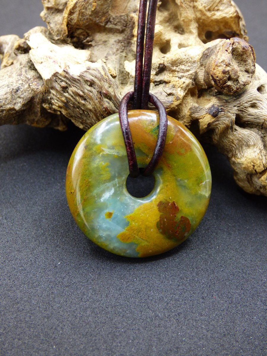 Opal Andenopal blau ~ Edelstein Kette HIPPIE GOA Boho Ethno Nature Donut Schutzsymbol Heilstein Matrix Sammler Mineral Rarität Mann Frau - Art of Nature Berlin