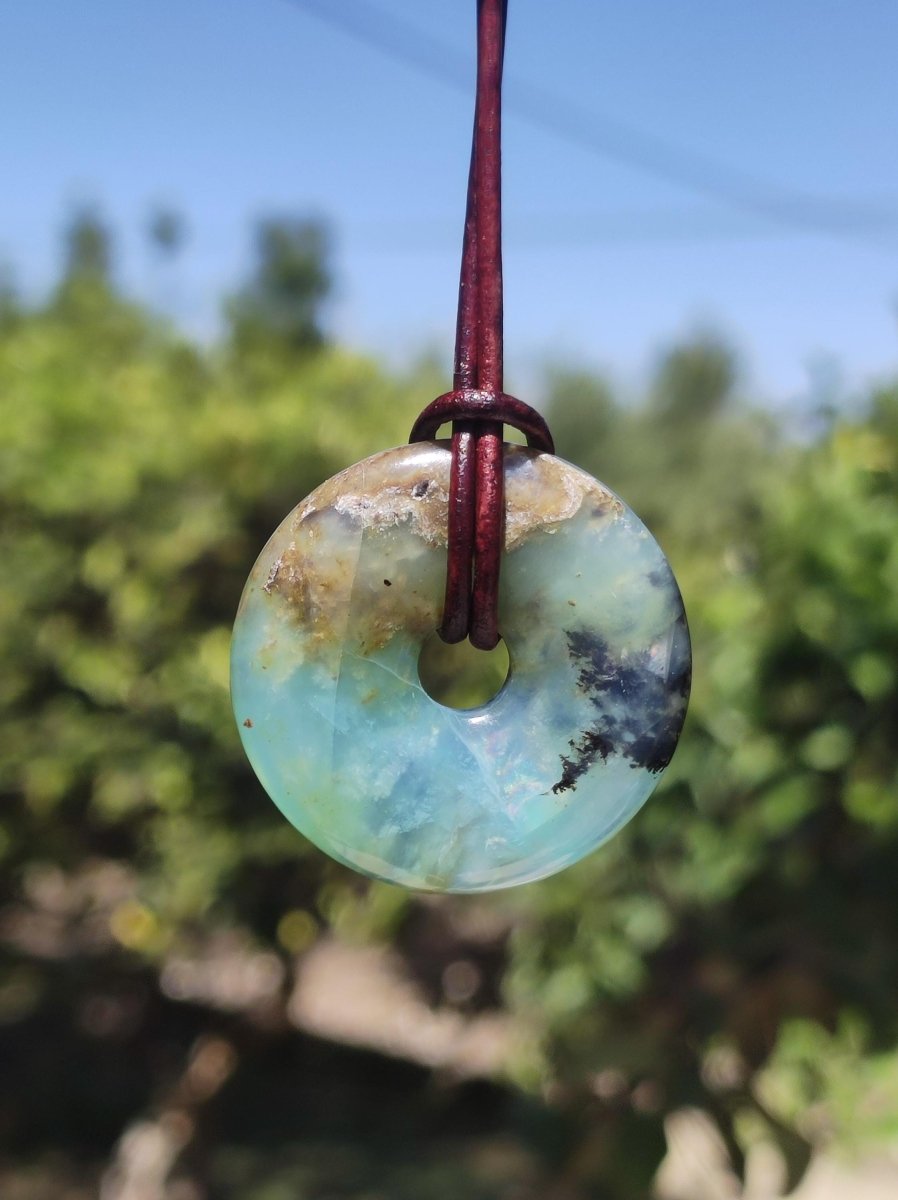 Opal Andenopal blau ~ Edelstein Kette HIPPIE GOA Boho Ethno Nature Donut Schutzsymbol Heilstein Matrix Sammler Mineral Rarität Mann Frau - Art of Nature Berlin