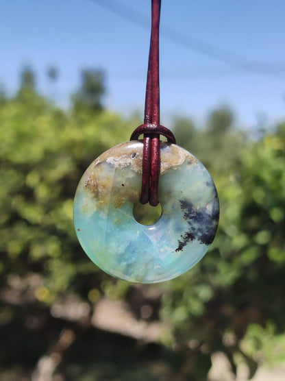 Opal Andenopal blau ~ Edelstein Kette HIPPIE GOA Boho Ethno Nature Donut Schutzsymbol Heilstein Matrix Sammler Mineral Rarität Mann Frau - Art of Nature Berlin