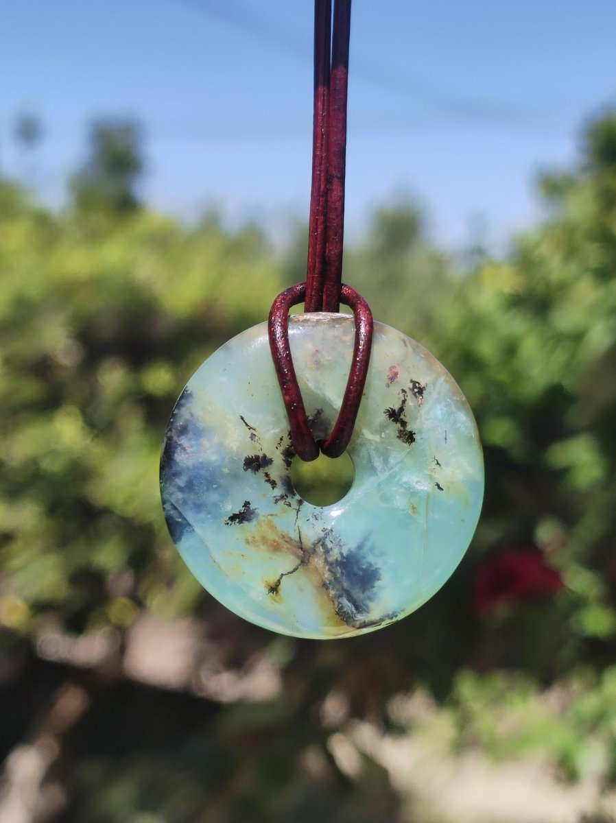 Opal Andenopal blau ~ Edelstein Kette HIPPIE GOA Boho Ethno Nature Donut Schutzsymbol Heilstein Matrix Sammler Mineral Rarität Mann Frau - Art of Nature Berlin