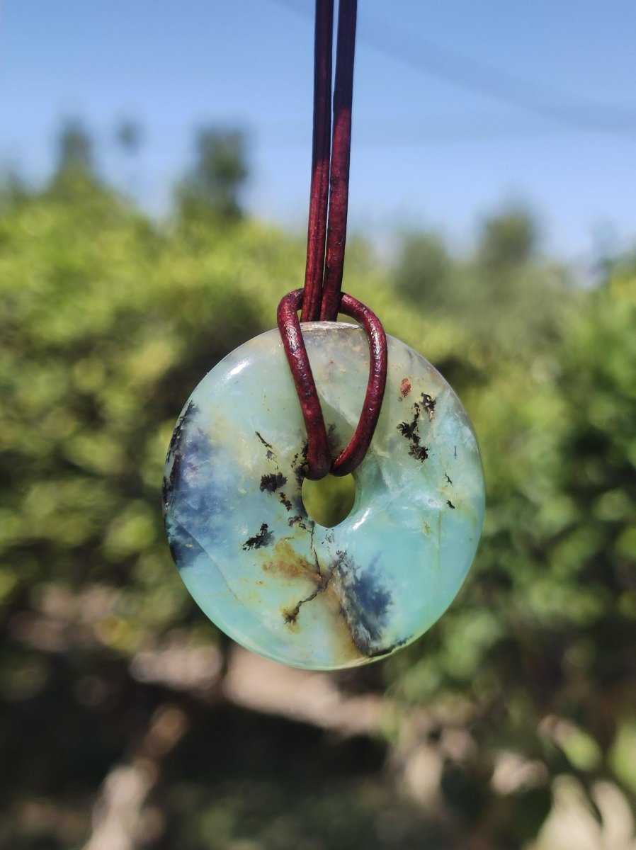 Opal Andenopal blau ~ Edelstein Kette HIPPIE GOA Boho Ethno Nature Donut Schutzsymbol Heilstein Matrix Sammler Mineral Rarität Mann Frau - Art of Nature Berlin