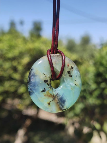 Opal Andenopal blau ~ Edelstein Kette HIPPIE GOA Boho Ethno Nature Donut Schutzsymbol Heilstein Matrix Sammler Mineral Rarität Mann Frau - Art of Nature Berlin