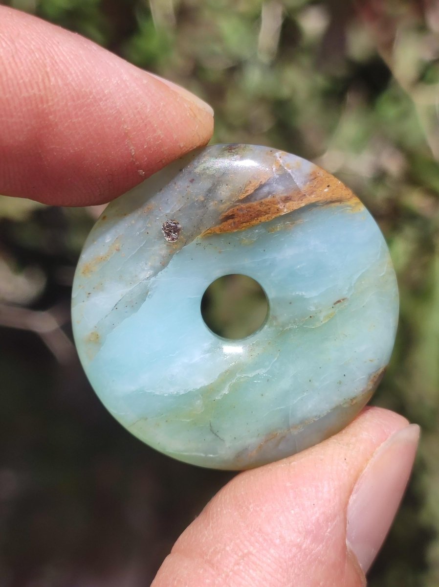 Opal Andenopal blau ~ Edelstein Kette HIPPIE GOA Boho Ethno Nature Donut Schutzsymbol Heilstein Matrix Sammler Mineral Rarität Mann Frau - Art of Nature Berlin
