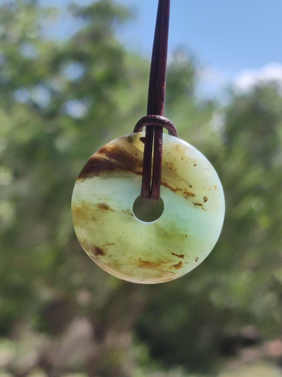 Opal Andenopal blau ~ Edelstein Kette HIPPIE GOA Boho Ethno Nature Donut Schutzsymbol Heilstein Matrix Sammler Mineral Rarität Mann Frau - Art of Nature Berlin