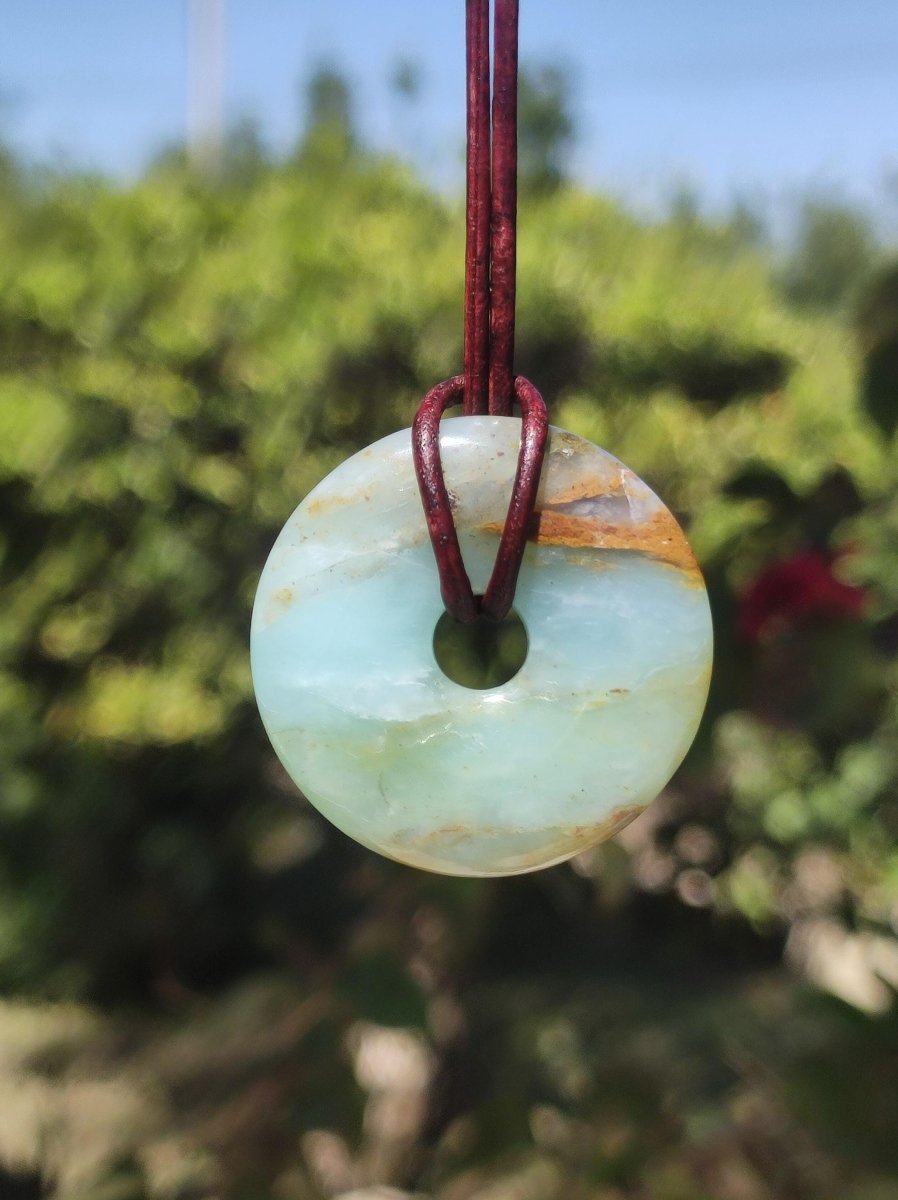 Opal Andenopal blau ~ Edelstein Kette HIPPIE GOA Boho Ethno Nature Donut Schutzsymbol Heilstein Matrix Sammler Mineral Rarität Mann Frau - Art of Nature Berlin