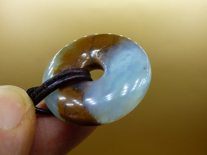 Opal Andenopal blau ~ Edelstein Kette HIPPIE GOA Boho Ethno Nature Donut Schutzsymbol Heilstein Matrix Sammler Mineral Rarität Mann Frau - Art of Nature Berlin