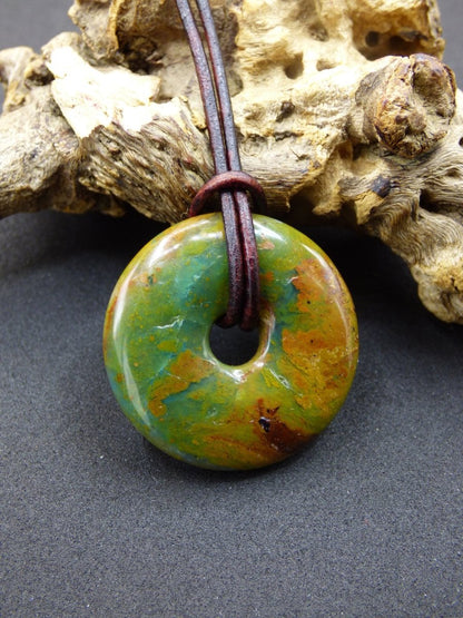 Opal Andenopal blau ~ Edelstein Kette HIPPIE GOA Boho Ethno Nature Donut Schutzsymbol Heilstein Matrix Sammler Mineral Rarität Mann Frau - Art of Nature Berlin