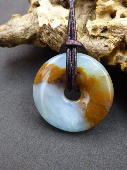 Opal Andenopal blau ~ Edelstein Kette HIPPIE GOA Boho Ethno Nature Donut Schutzsymbol Heilstein Matrix Sammler Mineral Rarität Mann Frau - Art of Nature Berlin