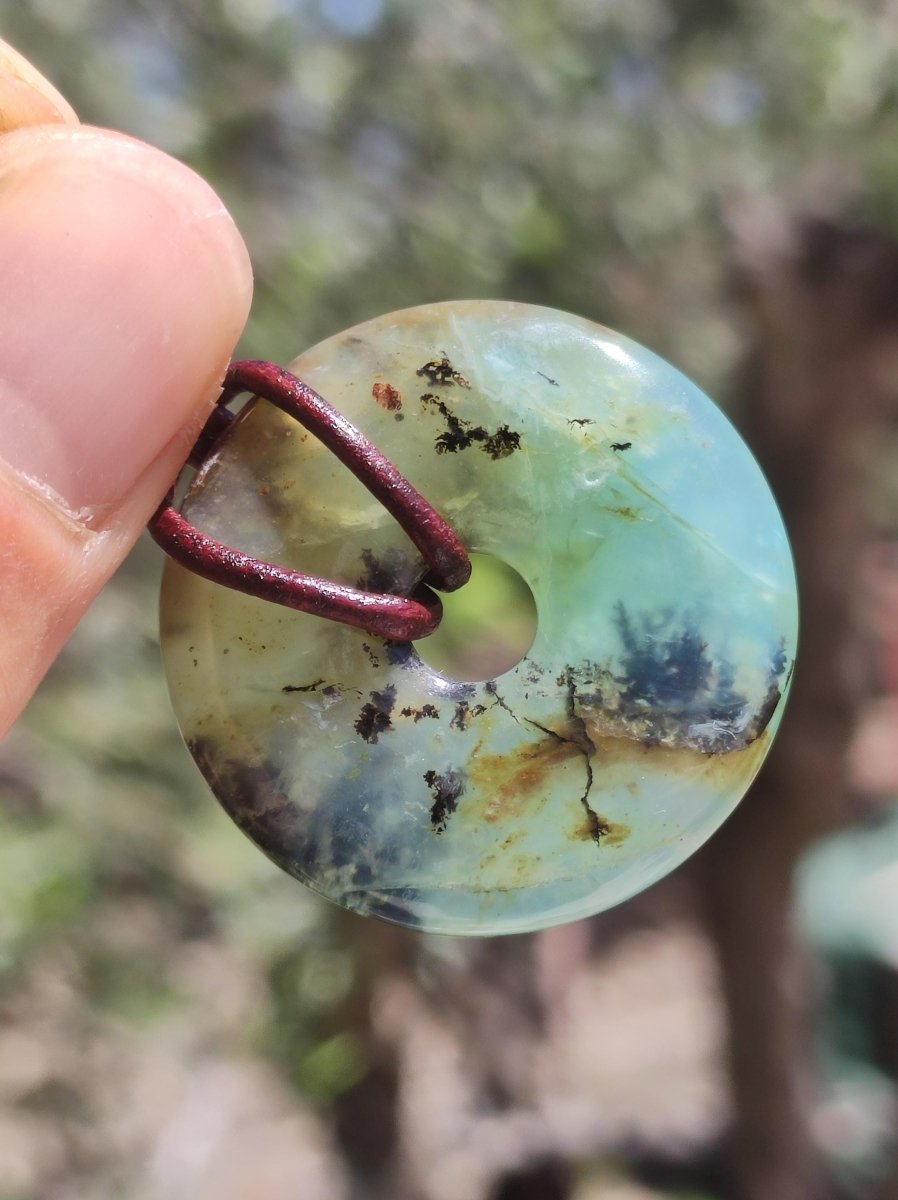 Opal Andenopal blau ~ Edelstein Kette HIPPIE GOA Boho Ethno Nature Donut Schutzsymbol Heilstein Matrix Sammler Mineral Rarität Mann Frau - Art of Nature Berlin