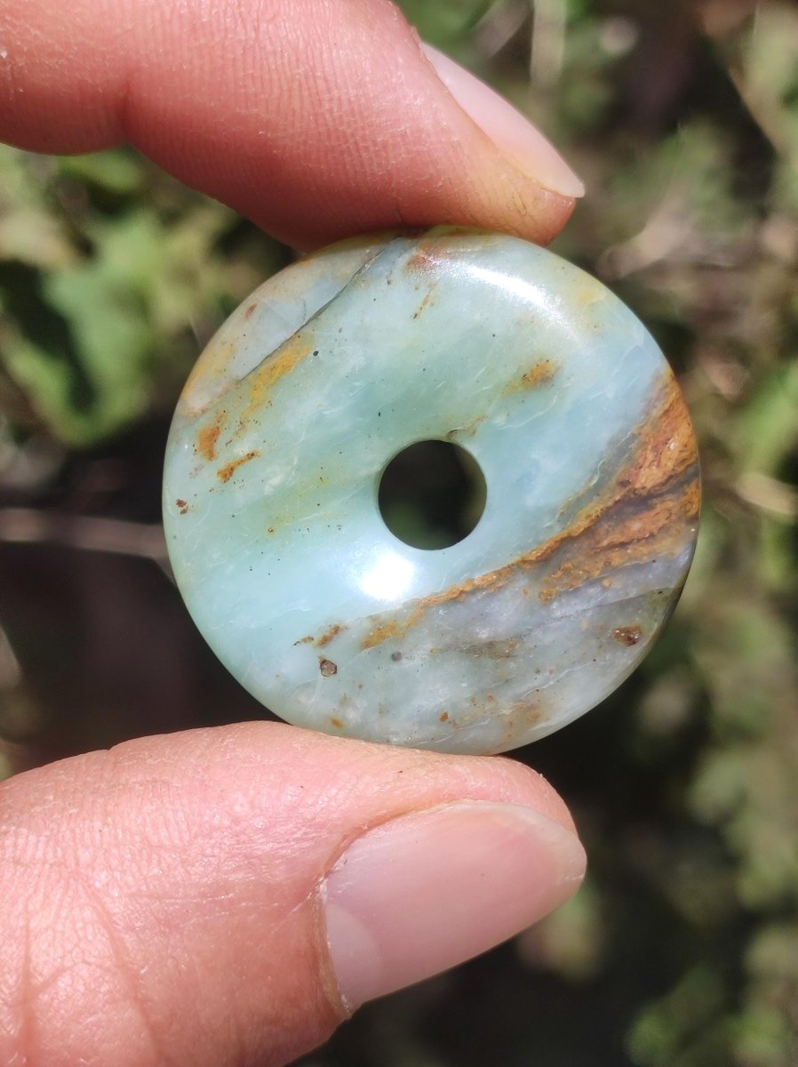 Opal Andenopal blau ~ Edelstein Kette HIPPIE GOA Boho Ethno Nature Donut Schutzsymbol Heilstein Matrix Sammler Mineral Rarität Mann Frau - Art of Nature Berlin