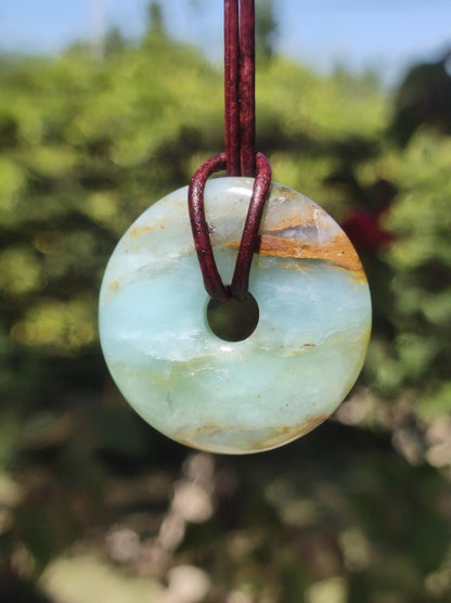 Opal Andenopal blau ~ Edelstein Kette HIPPIE GOA Boho Ethno Nature Donut Schutzsymbol Heilstein Matrix Sammler Mineral Rarität Mann Frau - Art of Nature Berlin