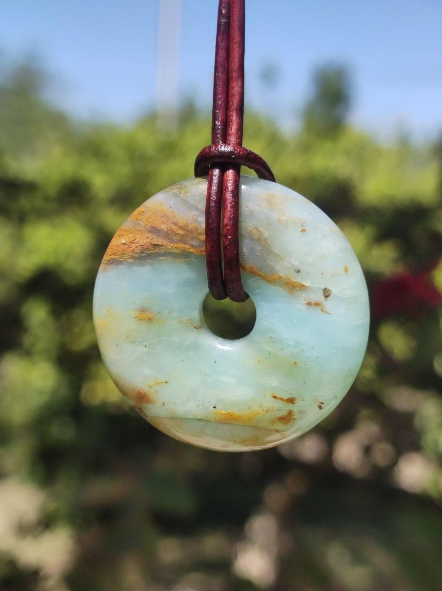 Opal Andenopal blau ~ Edelstein Kette HIPPIE GOA Boho Ethno Nature Donut Schutzsymbol Heilstein Matrix Sammler Mineral Rarität Mann Frau - Art of Nature Berlin