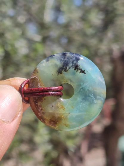 Opal Andenopal blau ~ Edelstein Kette HIPPIE GOA Boho Ethno Nature Donut Schutzsymbol Heilstein Matrix Sammler Mineral Rarität Mann Frau - Art of Nature Berlin