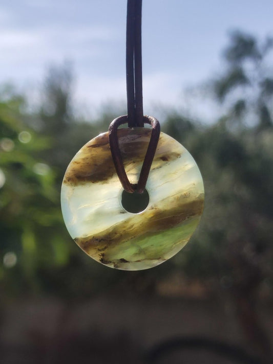 Opal Andenopal blau ~ Edelstein Kette HIPPIE GOA Boho Ethno Nature Donut Schutzsymbol Heilstein Matrix Sammler Mineral Rarität Mann Frau - Art of Nature Berlin