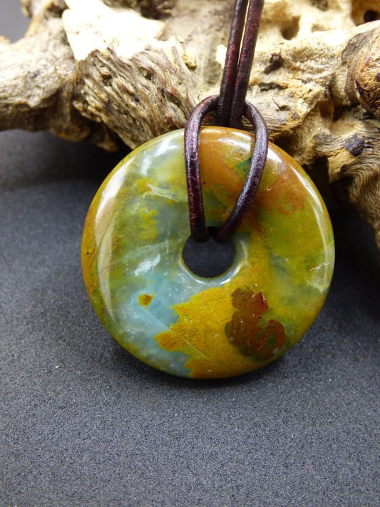 Opal Andenopal blau ~ Edelstein Kette HIPPIE GOA Boho Ethno Nature Donut Schutzsymbol Heilstein Matrix Sammler Mineral Rarität Mann Frau - Art of Nature Berlin