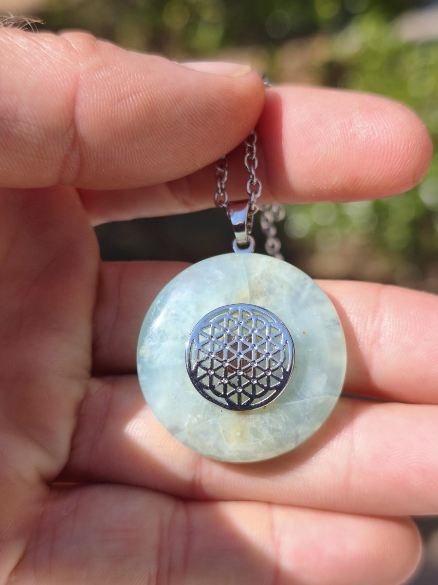 Opal Andenopal blau ~ Messing Halter Silber Edelstein Kette Natur Donut Schutzsymbol Heilstein Chakra Sammler Mineral Rarität Mann Frau - Art of Nature Berlin