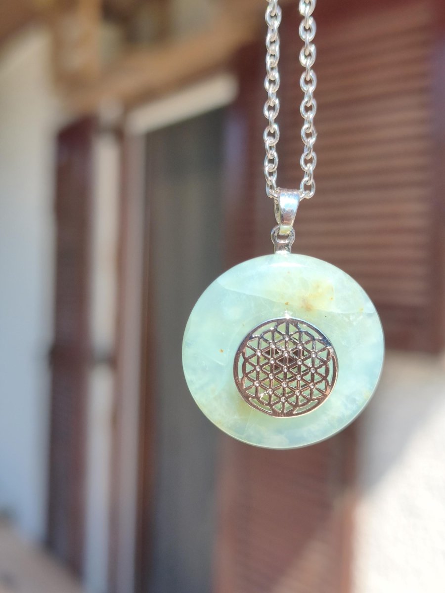 Opal Andenopal blau ~ Messing Halter Silber Edelstein Kette Natur Donut Schutzsymbol Heilstein Chakra Sammler Mineral Rarität Mann Frau - Art of Nature Berlin