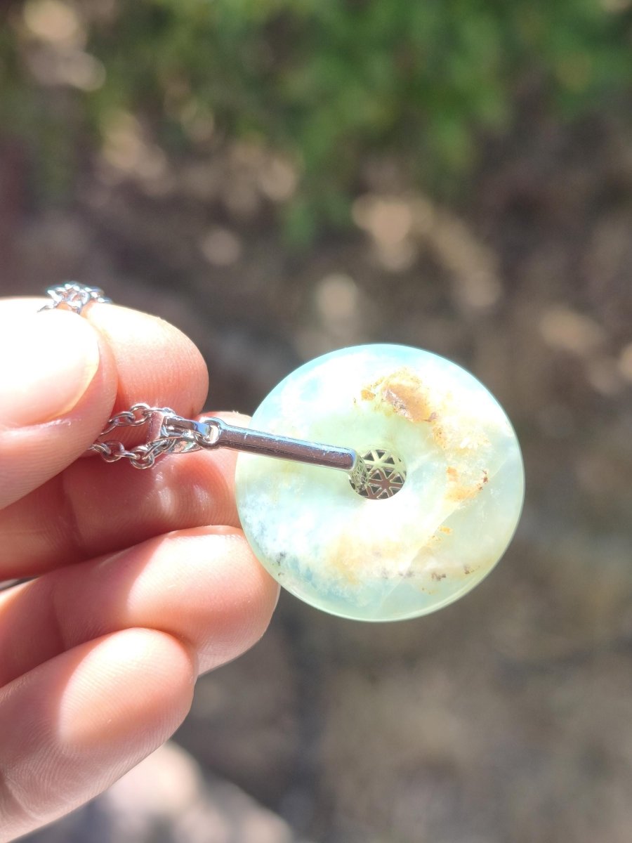 Opal Andenopal blau ~ Messing Halter Silber Edelstein Kette Natur Donut Schutzsymbol Heilstein Chakra Sammler Mineral Rarität Mann Frau - Art of Nature Berlin