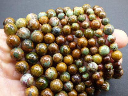 Opal grün braun - Edelstein Stretch Armband GOA Hippie Boho Natur Heilstein Geschenk Er Sie Mann Frau Freundin Rarität Energie Kraft Chakra - Art of Nature Berlin