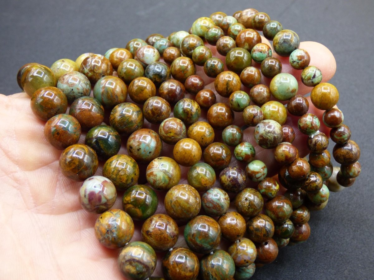 Opal grün braun - Edelstein Stretch Armband GOA Hippie Boho Natur Heilstein Geschenk Er Sie Mann Frau Freundin Rarität Energie Kraft Chakra - Art of Nature Berlin