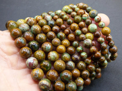 Opal grün braun - Edelstein Stretch Armband GOA Hippie Boho Natur Heilstein Geschenk Er Sie Mann Frau Freundin Rarität Energie Kraft Chakra - Art of Nature Berlin