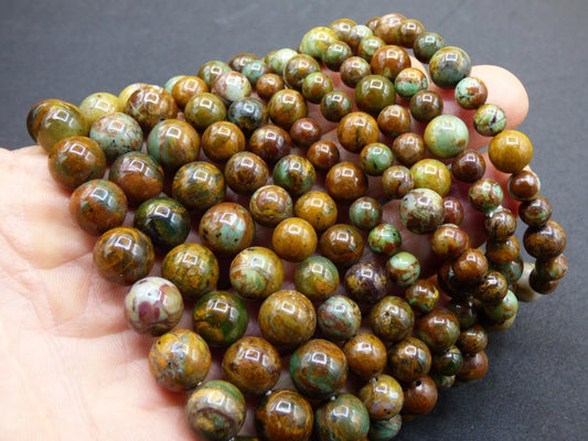 Opal grün braun - Edelstein Stretch Armband GOA Hippie Boho Natur Heilstein Geschenk Er Sie Mann Frau Freundin Rarität Energie Kraft Chakra - Art of Nature Berlin