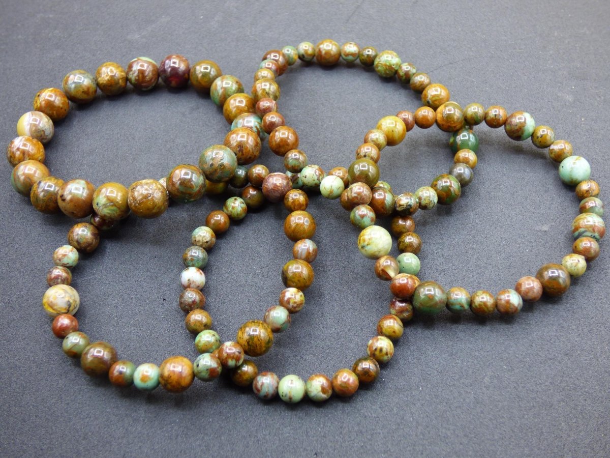 Opal grün braun - Edelstein Stretch Armband GOA Hippie Boho Natur Heilstein Geschenk Er Sie Mann Frau Freundin Rarität Energie Kraft Chakra - Art of Nature Berlin
