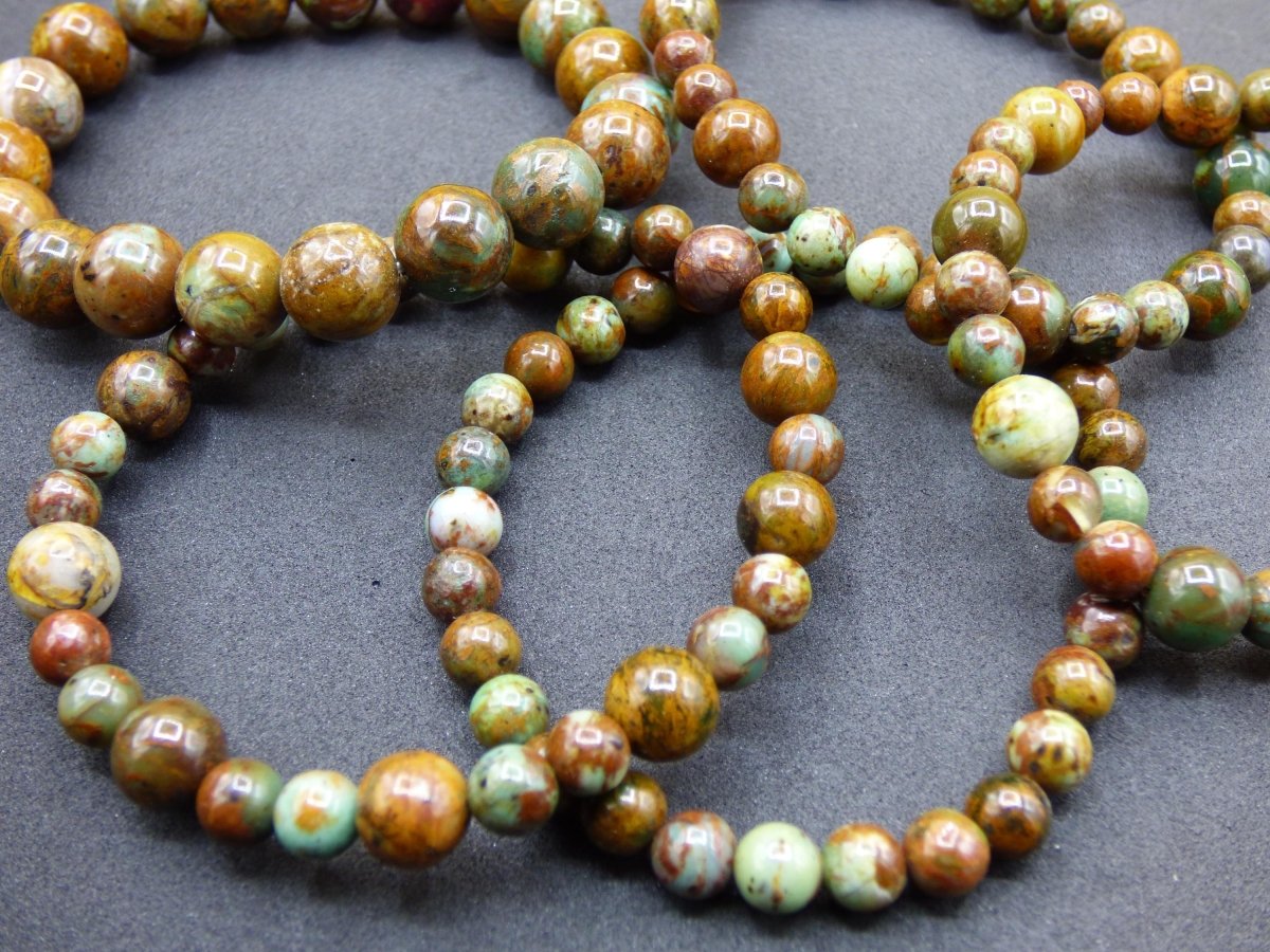 Opal grün braun - Edelstein Stretch Armband GOA Hippie Boho Natur Heilstein Geschenk Er Sie Mann Frau Freundin Rarität Energie Kraft Chakra - Art of Nature Berlin