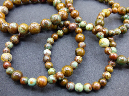 Opal grün braun - Edelstein Stretch Armband GOA Hippie Boho Natur Heilstein Geschenk Er Sie Mann Frau Freundin Rarität Energie Kraft Chakra - Art of Nature Berlin