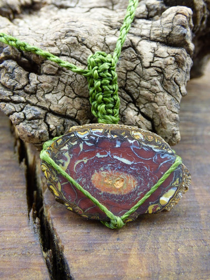 Opal Yowah/Karoit Nuss ~ Makramee Edelstein Kette ~HIPPIE ~GOA ~Boho ~Ethno ~Nature ~Heilstein ~Boulderopal ~Auge - Art of Nature Berlin