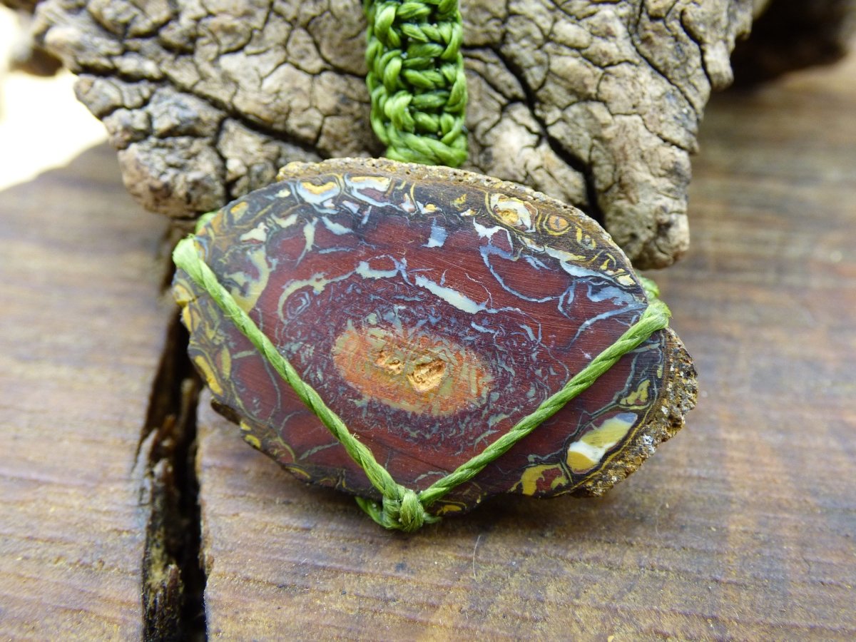 Opal Yowah/Karoit Nuss ~ Makramee Edelstein Kette ~HIPPIE ~GOA ~Boho ~Ethno ~Nature ~Heilstein ~Boulderopal ~Auge - Art of Nature Berlin