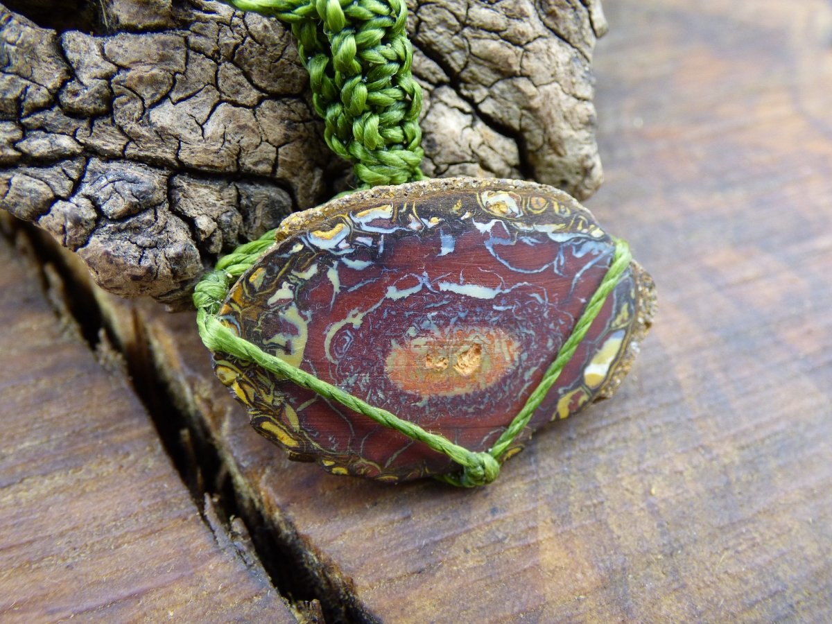 Opal Yowah/Karoit Nuss ~ Makramee Edelstein Kette ~HIPPIE ~GOA ~Boho ~Ethno ~Nature ~Heilstein ~Boulderopal ~Auge - Art of Nature Berlin