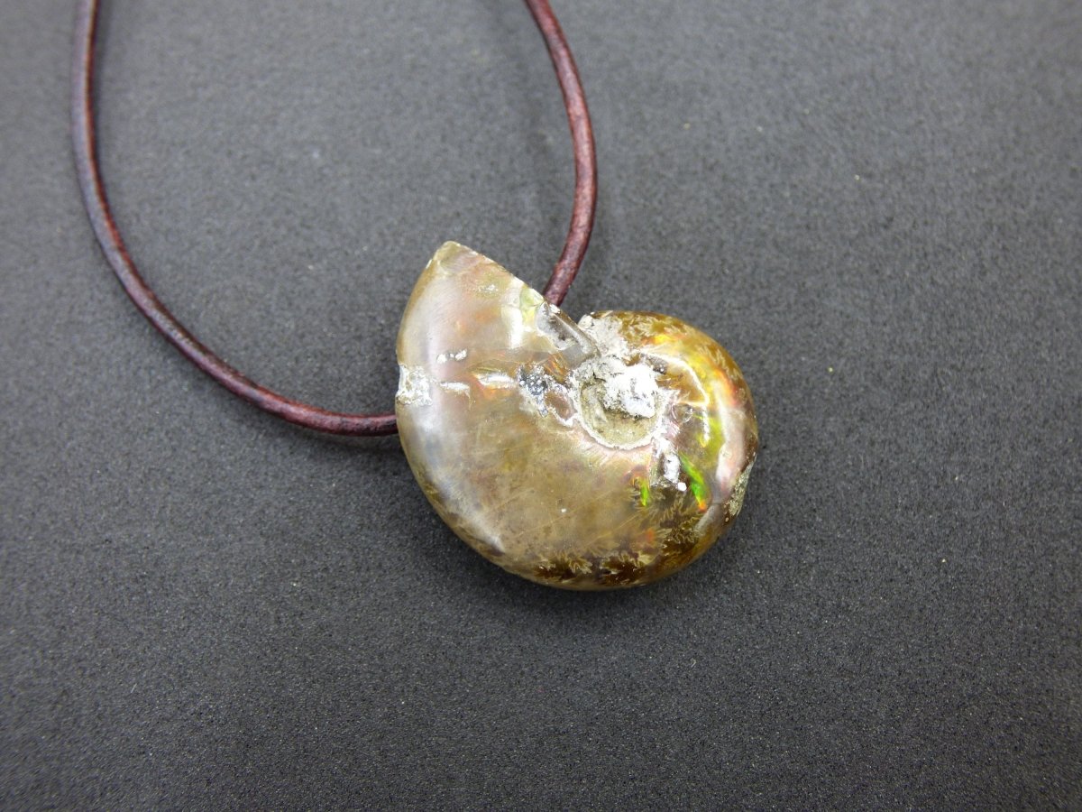 Opalisierende Ammonite Schnecke Edelstein Kette Natur HIPPIE GOA Boho Heilstein Kristalle Schmuck Anhänger Mann Frau Kind Geschenk Er Sie - Art of Nature Berlin