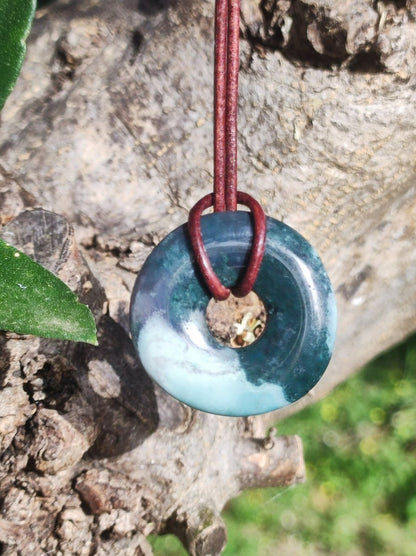 Ozelot - Jaspis - Edelstein Kette 30mm grün natürlich Rarität Heilstein Energie Kristall Anhänger Mann Frau Kind Geschenk Er Sie Geburtstag - Art of Nature Berlin